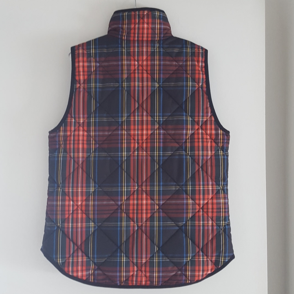 J Crew Stewart tartan small vest plaid quilted Excursion puffer women - Picture 6 of 12